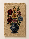 Vintage Bouquet Tufted Wall Art — Floral Vase in Blue & China Blue