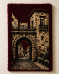Old Stone Archway Tufted Wall Art — Mediterranean Village Scene  Description: